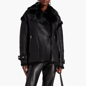 IRO “Zumar” Vernon Black Shearling Fur Coat Jacket 36